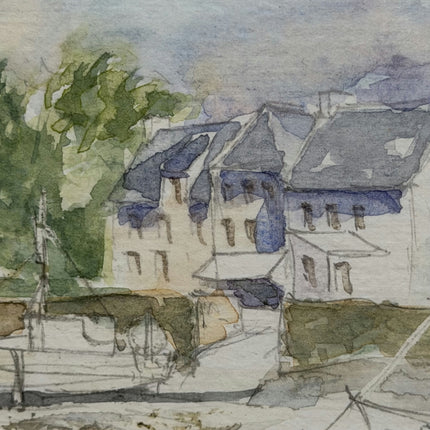 Expressive Harbor Scene Water Colour "Framed Painting" Detailed Small Artwork Holland Art Shop