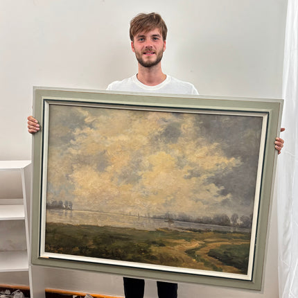 Large seascape oil painting year 1930. Sizing 115 x 89 cm