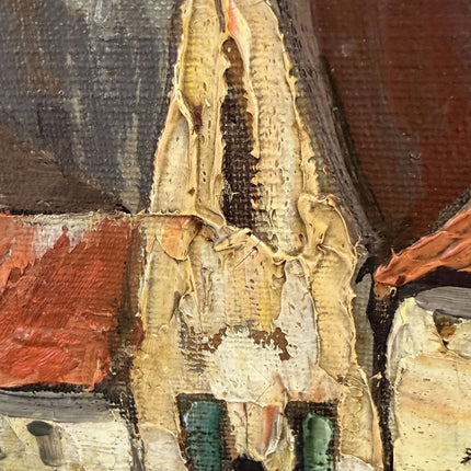 Refined Cityscape Oil Painting "Tiled Roofs" Handcrafted Artwork Holland Art Shop