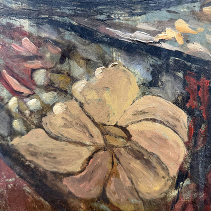 1918 Antique Still Life Oil Painting "Flower Bouquet" Large Artwork Holland Art Shop