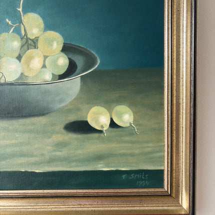 Expressive Oil Painting Still Life "Green Grapes" Refined Medium Artwork