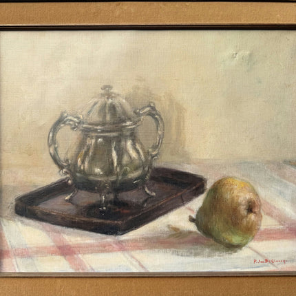 Classic Still Life Oil Painting "Silver Teapot" Handcrafted Art Holland Art Shop