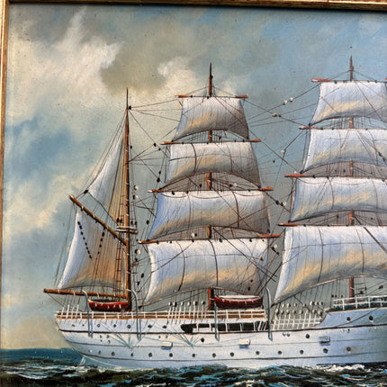 Expressive Seascape Oil Painting "Sailing Ship" Traditional Small Artwork Holland Art Shop