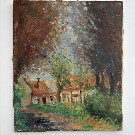 Detailed Landscape Oil Painting "Small Cottage" Handcrafted Art Holland Art Shop