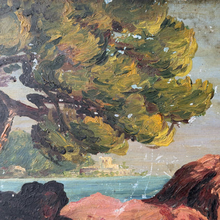 Rustic Landscape Oil Painting "Coastal Rocks" Detailed Small Artwork Holland Art Shop