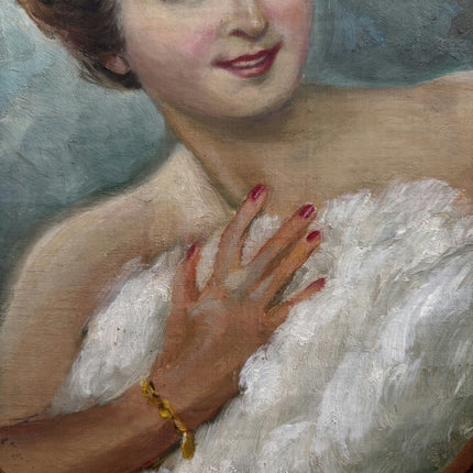 Handcrafted Portrait Oil Painting "Smiling Woman" Vintage Small Artwork Holland Art Shop