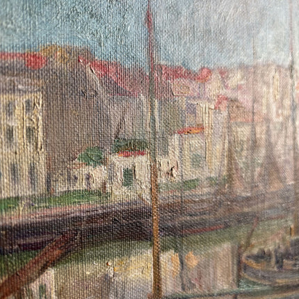 Rustic Harbor Scene Oil Painting "Sailing Boats" Original Large Art Holland Art Shop