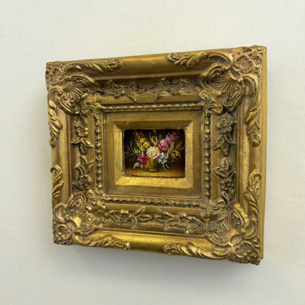 Detailed Floral Still Life Oil Painting "Gilded Frame" Rustic Small Art Holland Art Shop