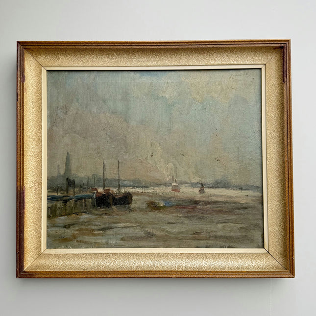 Traditional Harbor Scene Oil Painting "Framed Canvas" Detailed Art Holland Art Shop