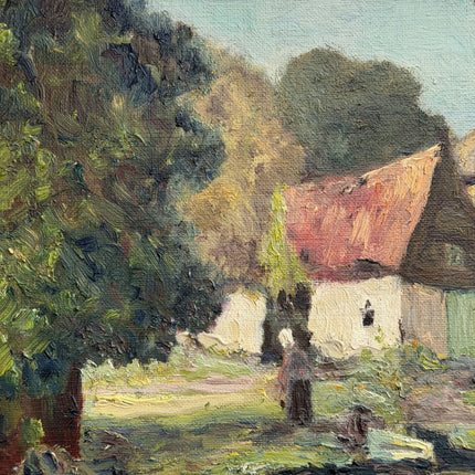 Authentic Landscape Oil Painting "Thatched Cottage" Handcrafted Small Artwork Holland Art Shop