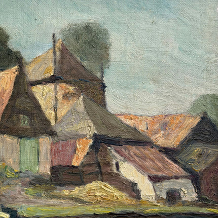 Authentic Landscape Oil Painting "Thatched Cottage" Handcrafted Small Artwork Holland Art Shop