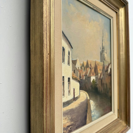 Traditional Cityscape Oil Painting "Town Canal" Original Artwork Holland Art Shop