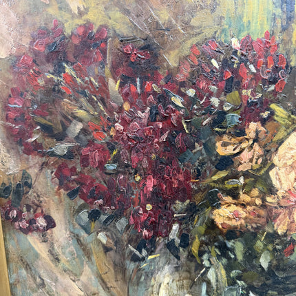 1918 Antique Still Life Oil Painting "Flower Bouquet" Large Artwork Holland Art Shop