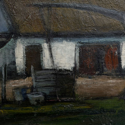 Handcrafted Farm Oil Painting "Thatched House" Rustic Artwork Holland Art Shop