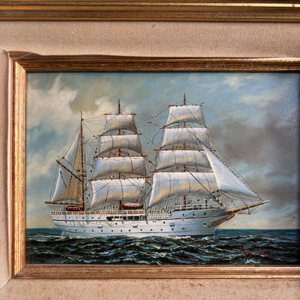 Expressive Seascape Oil Painting "Sailing Ship" Traditional Small Artwork Holland Art Shop