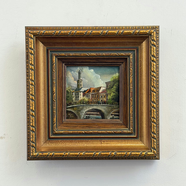 Classic Cityscape Oil Painting "Ornate Frame" Original Small Artwork Holland Art Shop