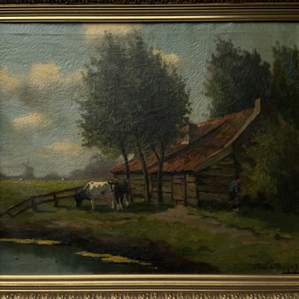 Detailed Landscape Oil Painting "Thatched Cottage" Traditional Large Art Holland Art Shop