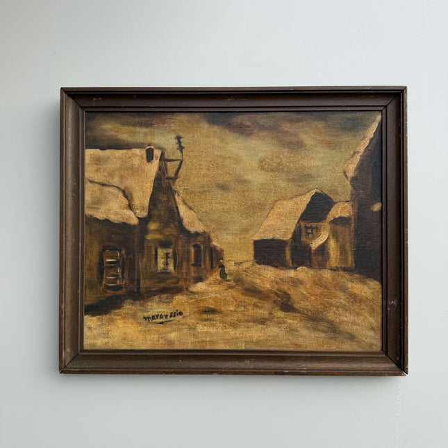Original Winter Landscape Oil Painting "Snowy Village" Traditional Artwork Holland Art Shop