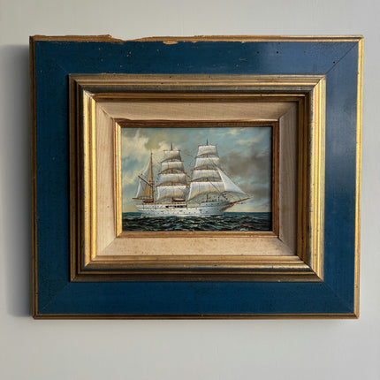 Expressive Seascape Oil Painting "Sailing Ship" Traditional Small Artwork Holland Art Shop