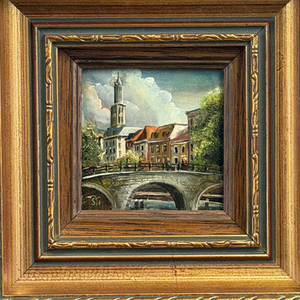Classic Cityscape Oil Painting "Ornate Frame" Original Small Artwork Holland Art Shop