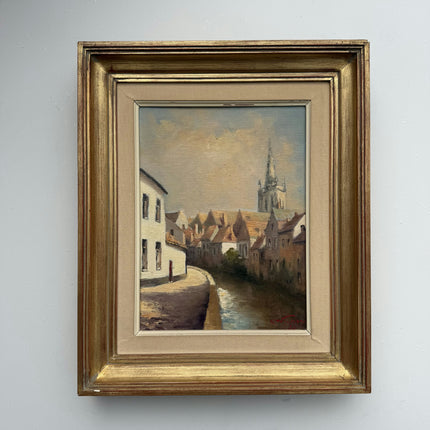Traditional Cityscape Oil Painting "Town Canal" Original Artwork Holland Art Shop