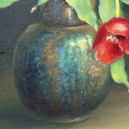 Refined Still Life Oil Painting "Red Tulip Bouquet" Traditional Large Art Holland Art Shop