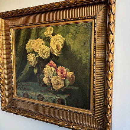 Timeless Floral Still Life Oil Painting "Vase Roses" Elegant Large Artwork Holland Art Shop