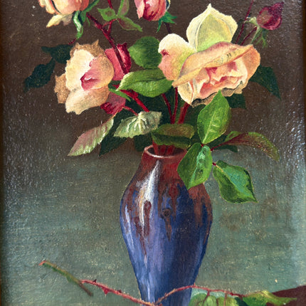 Expressive Floral Still Life Oil Painting "Blue Vase" Original Artwork Holland Art Shop