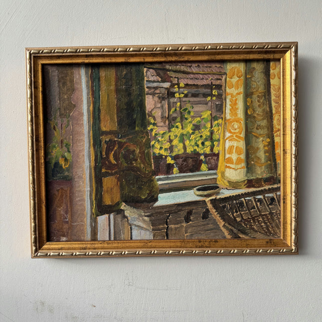 Elegant Interior Oil Painting "Potted Plant" Original Small Art Holland Art Shop