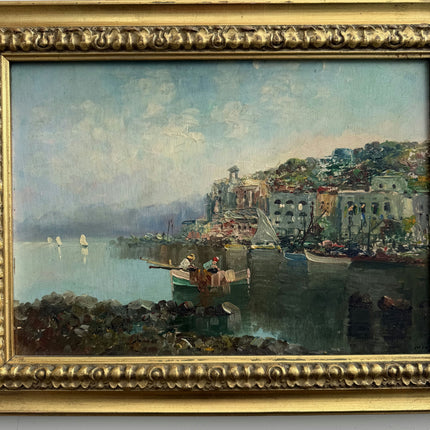 Rustic Harbor Scene Oil Painting "Gilded Frame" Classic Art Holland Art Shop