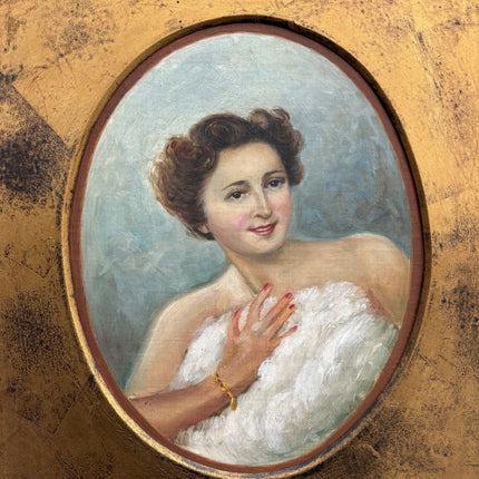 Handcrafted Portrait Oil Painting "Smiling Woman" Vintage Small Artwork Holland Art Shop