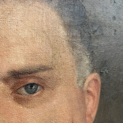 1891 Antique Portrait Oil Painting "Mustached Man" Artwork Holland Art Shop