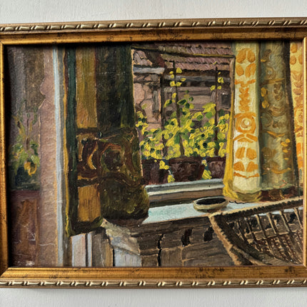 Elegant Interior Oil Painting "Potted Plant" Original Small Art Holland Art Shop