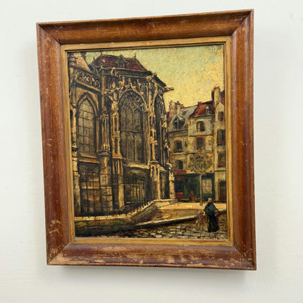 Expressive Cityscape Oil Painting "Gothic Facade" Refined Art Holland Art Shop