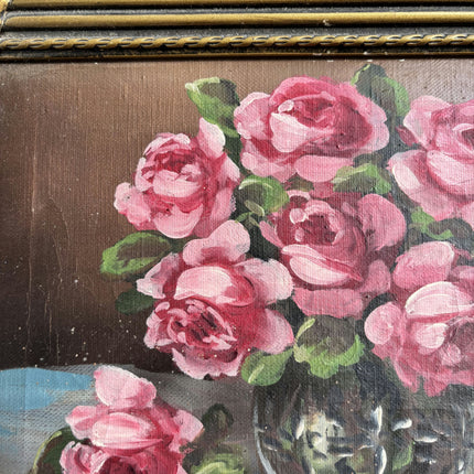 Handcrafted Floral Still Life Oil Painting "Pink Roses" Refined Artwork Holland Art Shop