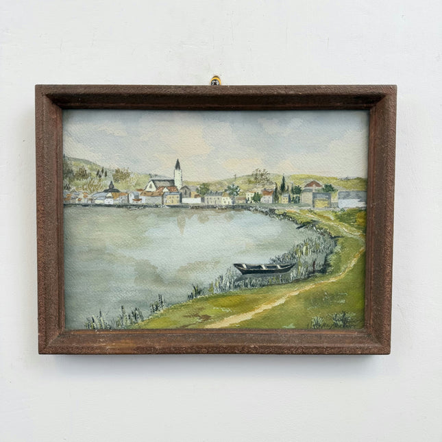 Timeless Landscape Oil Painting "River Boat" Traditional Small Art Holland Art Shop