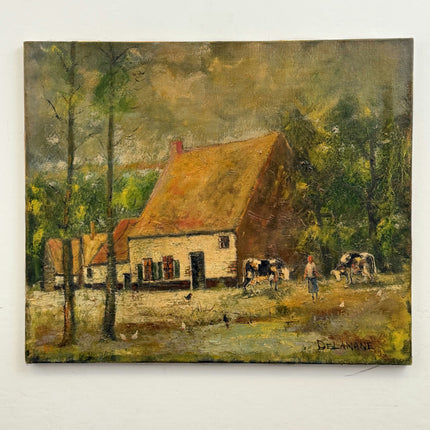 Rustic Farm Oil Painting "Thatched Cottage" Elegant Artwork Holland Art Shop