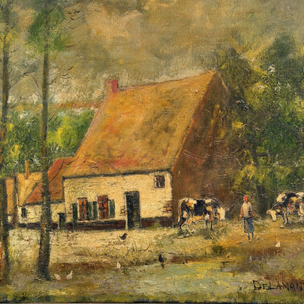 Rustic Farm Oil Painting "Thatched Cottage" Elegant Artwork Holland Art Shop
