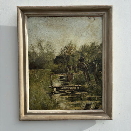 Timeless Landscape Oil Painting "Wooden Bridge" Expressive Art Holland Art Shop