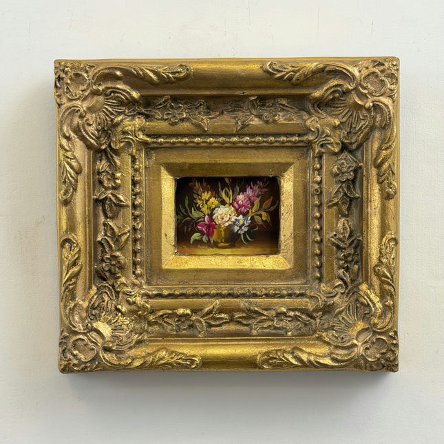 Detailed Floral Still Life Oil Painting "Gilded Frame" Rustic Small Art Holland Art Shop