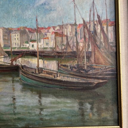 Rustic Harbor Scene Oil Painting "Sailing Boats" Original Large Art Holland Art Shop
