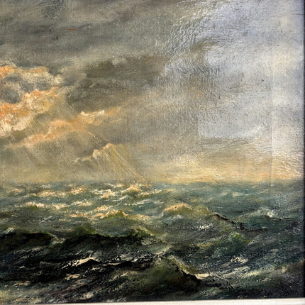 Authentic Seascape Oil Painting "Stormy Sea" Vintage Artwork Holland Art Shop