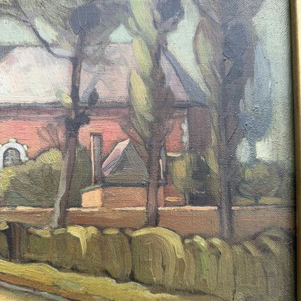 Vintage Cityscape Oil Painting "Village Church" Authentic Artwork Holland Art Shop