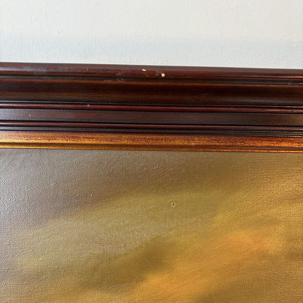 A Landscape Oil Painting "Skating Figure" Intriguing Large Art - HollandArtShop