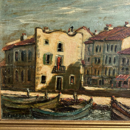 Rustic Harbor Scene Oil Painting "Docked Boats" Timeless Art Holland Art Shop