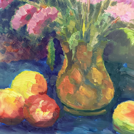 Timeless Floral Still Life Oil Painting "Vase Flowers" Rustic Large Art Holland Art Shop
