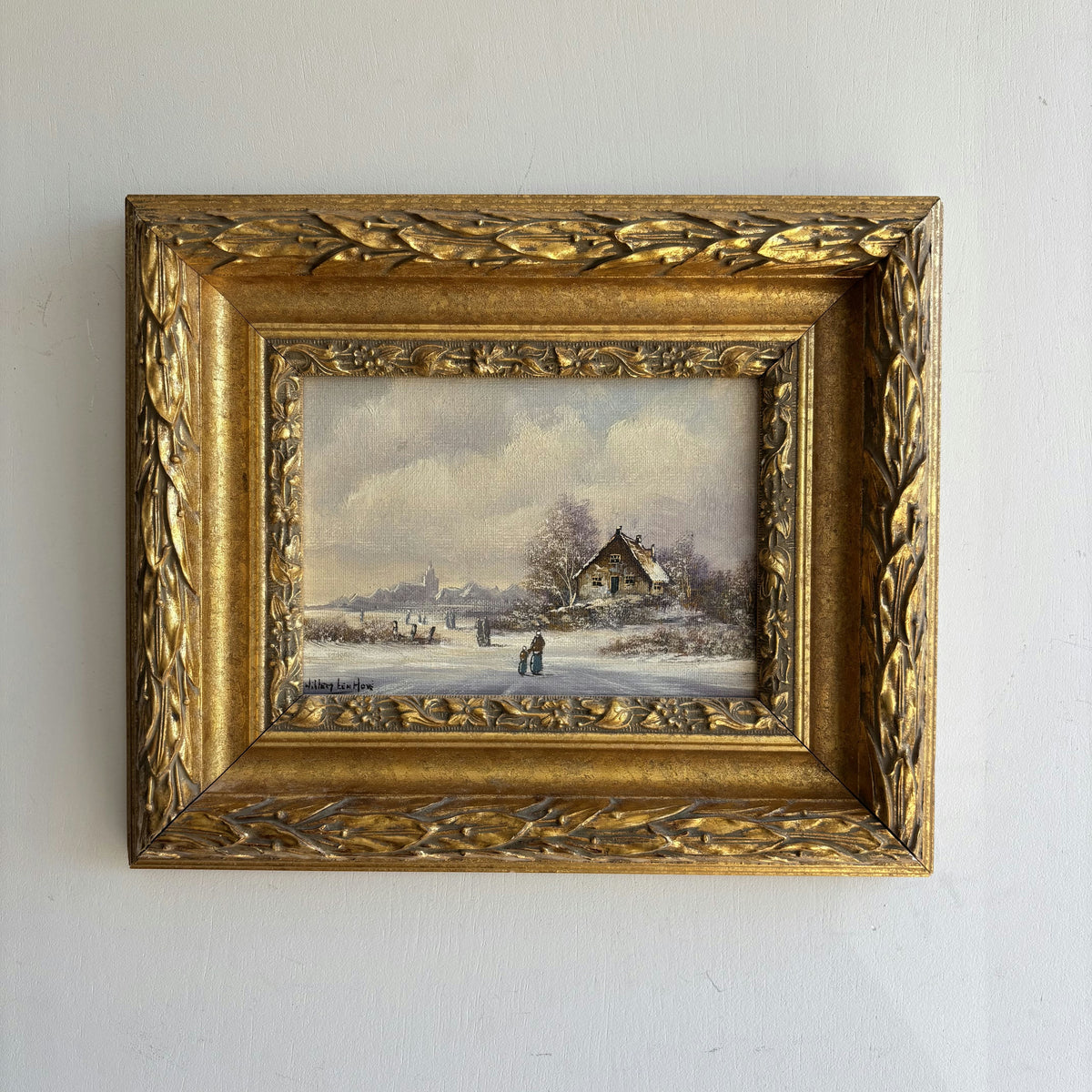 Vintage Winter Landscape Oil Painting 