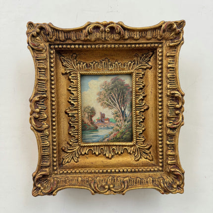 Authentic Landscape Oil Painting "Gilded Frame" Rustic Small Artwork Holland Art Shop