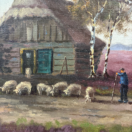 Antique Farm Oil Painting "Thatched Cottage" Detailed Art Holland Art Shop