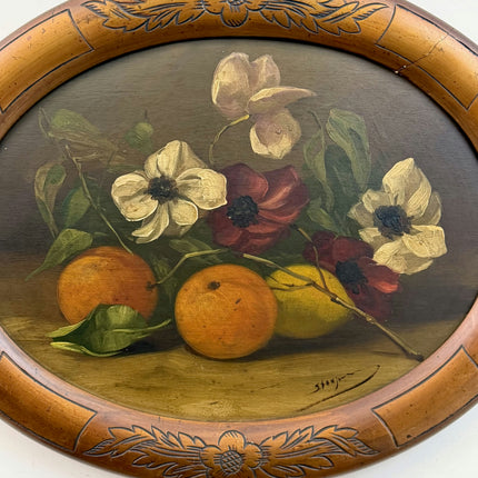 Elegant Floral Still Life Oil Painting "Fruit Bowl" Vintage Art Holland Art Shop